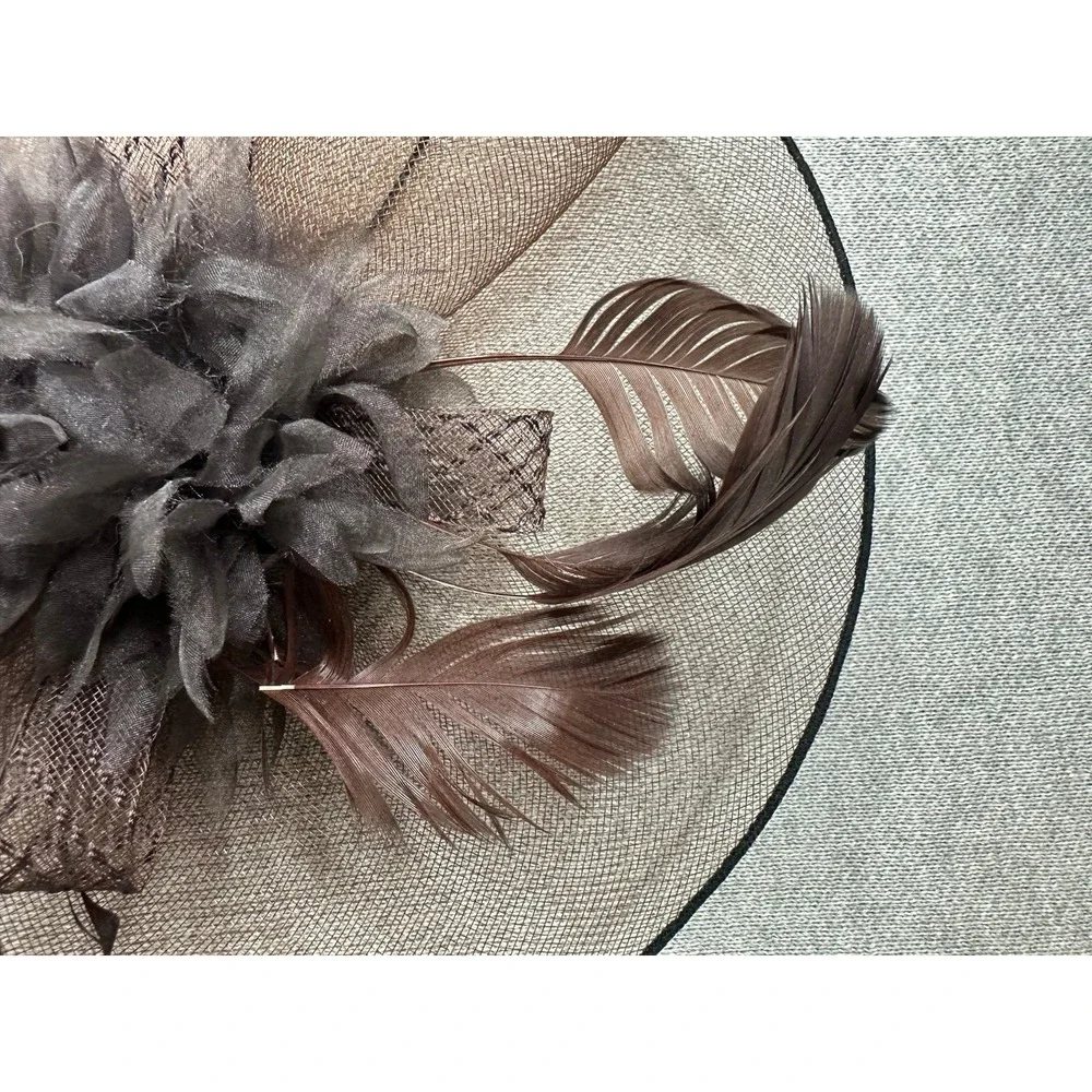 VTG Women's Fascinator Hat High Tea Wedding Polo Kentucky Derby Mocha